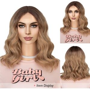 Blonde Bob Wig with Dark Roots